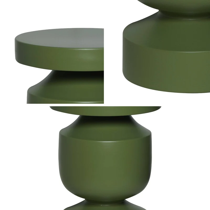 sweeek - Table d'appoint. Bout de canapé. Table de Chevet en métal Coloris Kaki. Alma. Ø30.5 x H 43.5cm