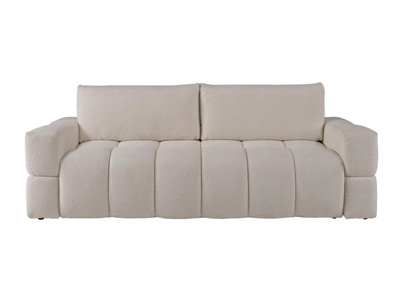 Vente-unique - Canapé 3 Places Convertible en Tissu Bouclette Beige ISSORO II