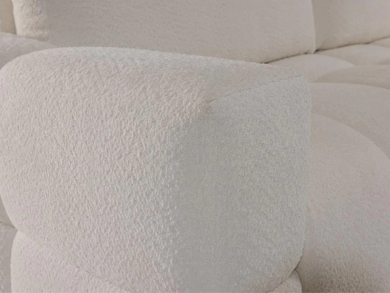Vente-unique - Canapé 3 Places Convertible en Tissu Bouclette Beige ISSORO II
