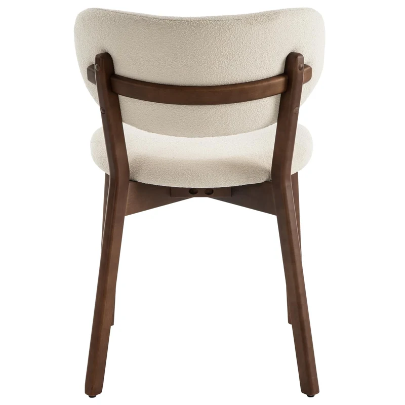Happy Garden Lot de 2 chaises Aura en Bois foncé et Tissu Boucle Beige, Rembourrage Mousse, Pieds en Acier