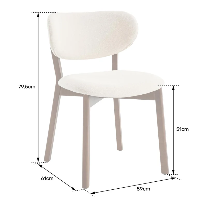 Happy Garden Lot de 2 chaises Aura en Bois foncé et Tissu Boucle Beige, Rembourrage Mousse, Pieds en Acier
