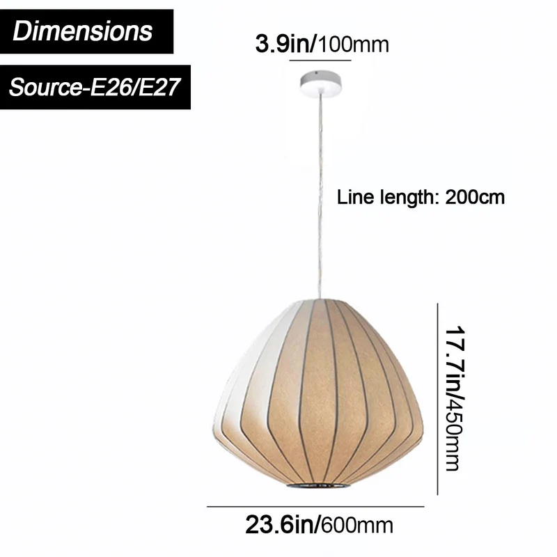 KlkrzJwy Lampe Suspendue Moderne en Forme de Lanterne, Cocon de vers à Soie, Lampe Suspendue au Plafond Blanc, décoration de Salon, luminaires Suspendus de Style Wabi-Sabi pour Dessus de Table