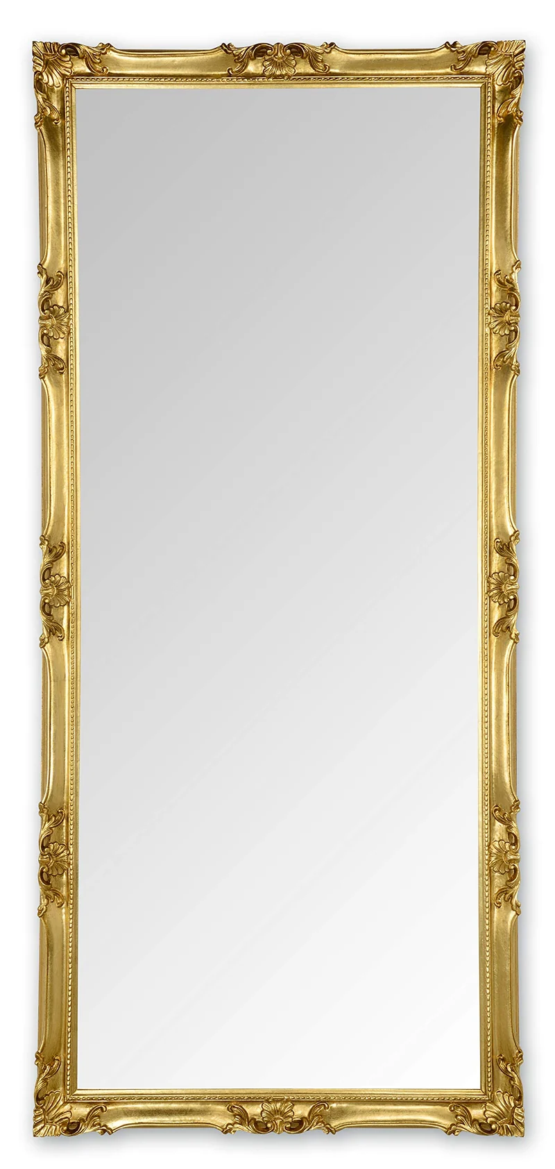 MO.WA Miroir Mural Classique 82x182, Grand Cadre Baroque Feuille d'or, Miroirs Bois, Pleine Longueur, Miroir Long Cadre Baroque, Miroir Classique, Made in Italy