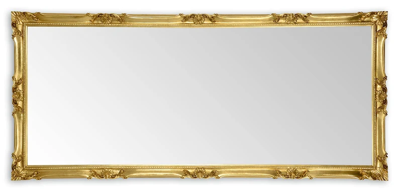 MO.WA Miroir Mural Classique 82x182, Grand Cadre Baroque Feuille d'or, Miroirs Bois, Pleine Longueur, Miroir Long Cadre Baroque, Miroir Classique, Made in Italy