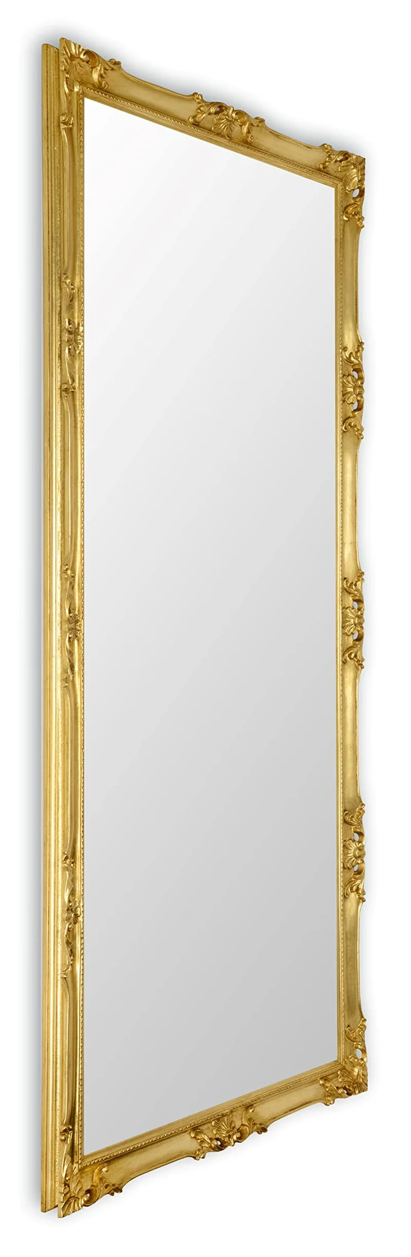 MO.WA Miroir Mural Classique 82x182, Grand Cadre Baroque Feuille d'or, Miroirs Bois, Pleine Longueur, Miroir Long Cadre Baroque, Miroir Classique, Made in Italy