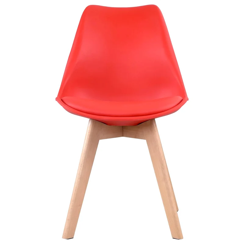 Happy Garden Lot de 4 chaises de Salle à Manger Style scandinaves Nora Rouges avec Coussin, chaises de Cuisine, chaises rembourrées, Pieds en Bois de hêtre Massif
