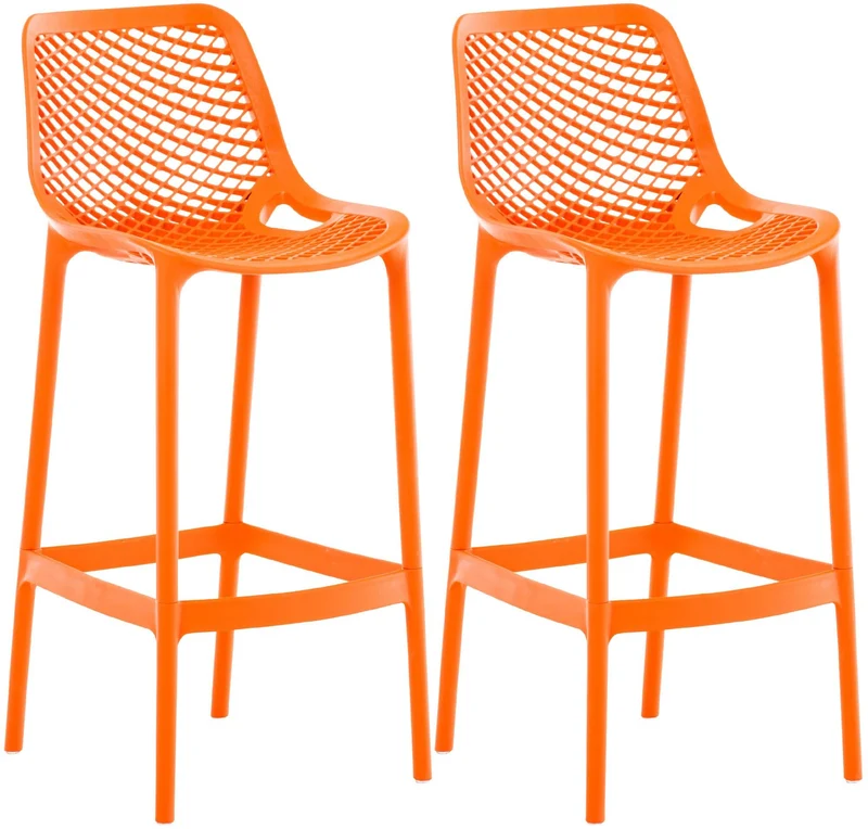 CLP Lot de 2 tabourets de Bar Jardin Air, chaises de Jardin Dossier, tabourets de comptoir résistants aux intempéries, UV, polypropylène, Couleur:Orange