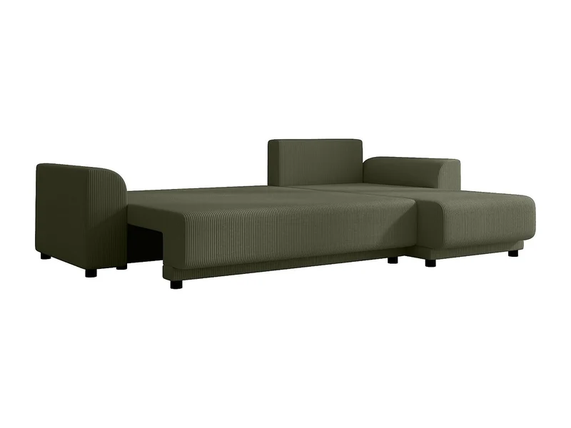 Vente-unique - Canapé d'angle Convertible et réversible en Velours côtelé Vert Kaki NESSARO