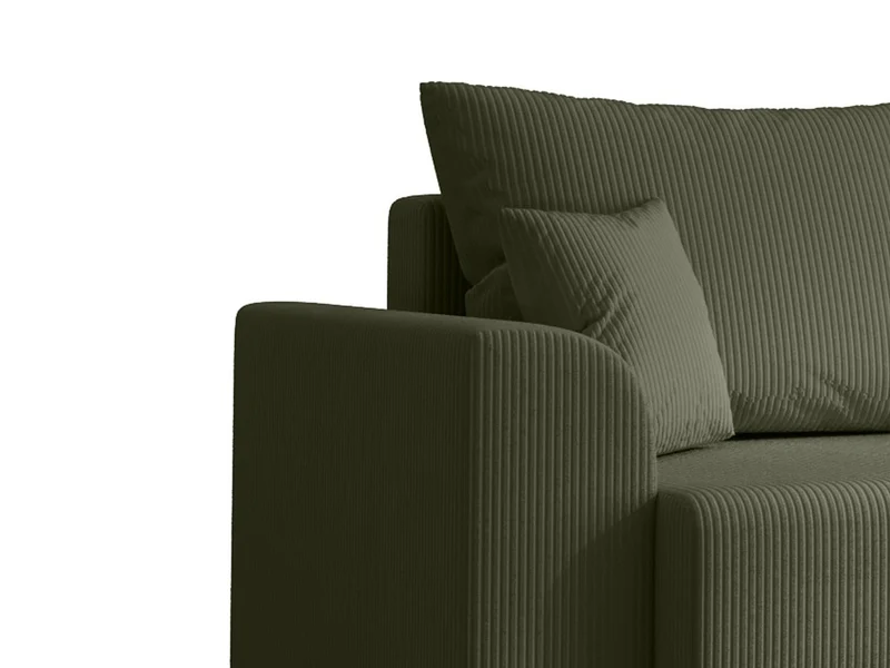 Vente-unique - Canapé d'angle Convertible et réversible en Velours côtelé Vert Kaki NESSARO