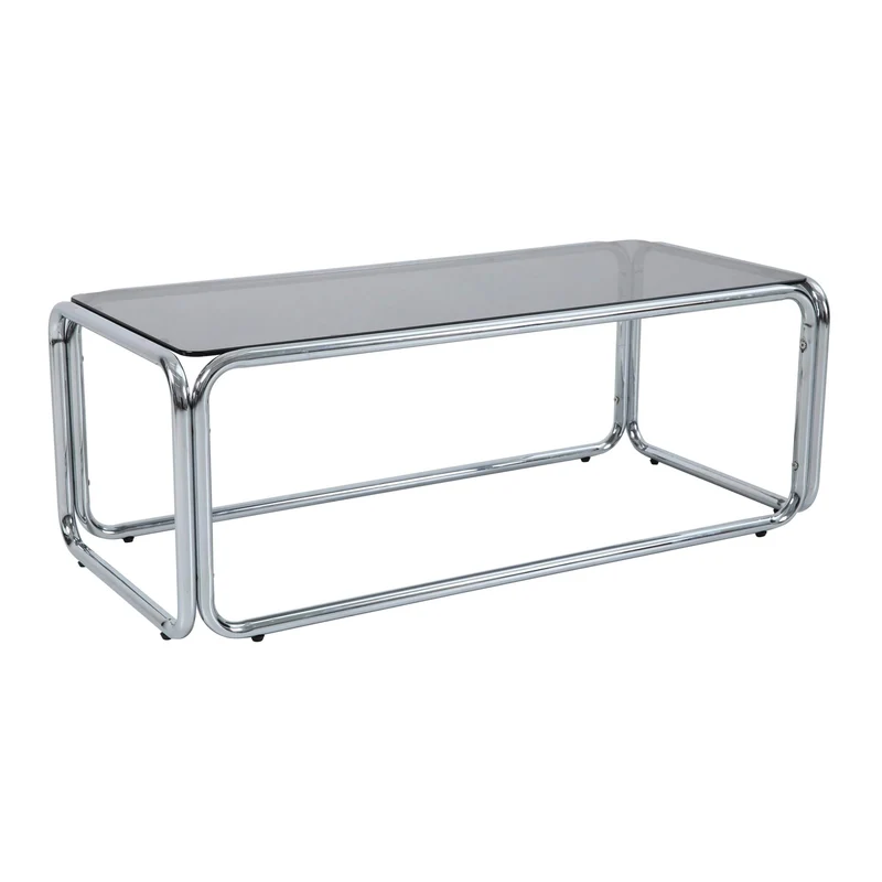 Oviala Table Basse rectangulaire L110 cm en métal et Verre trempé Noir