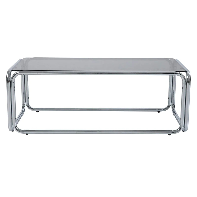 Oviala Table Basse rectangulaire L110 cm en métal et Verre trempé Noir