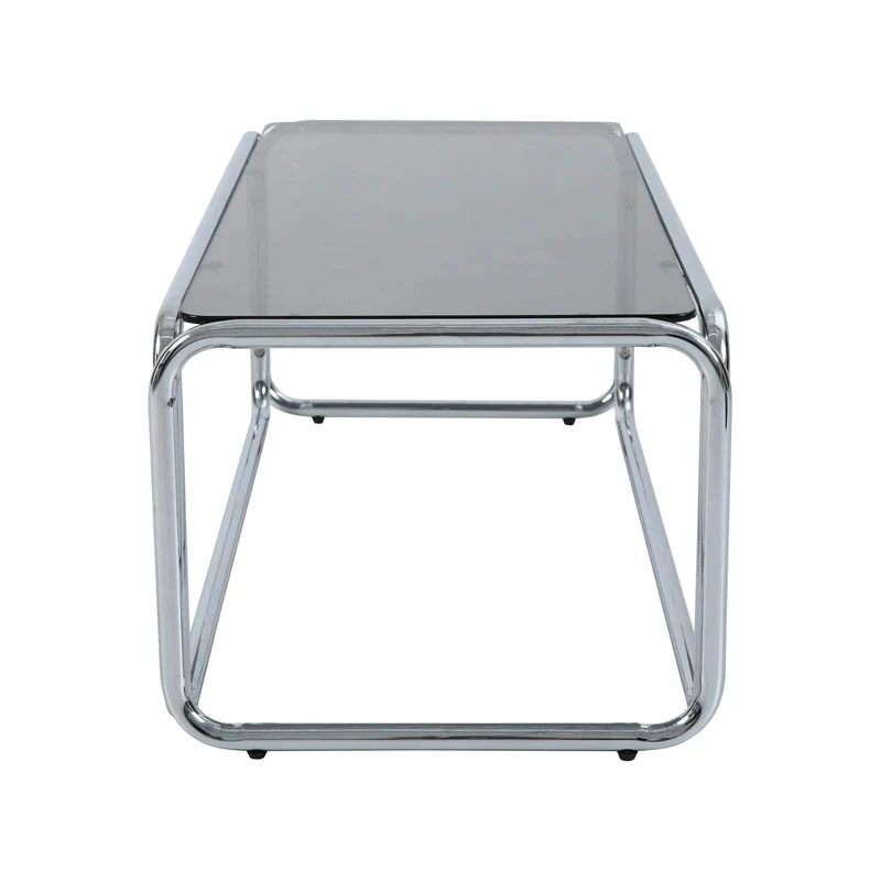 Oviala Table Basse rectangulaire L110 cm en métal et Verre trempé Noir
