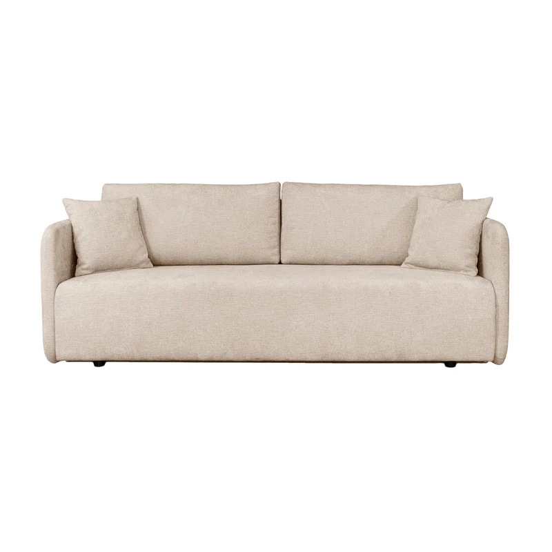 Mobilier-Deco CELSY - Canapé 3 Places Convertible avec Coffre en Tissu Beige