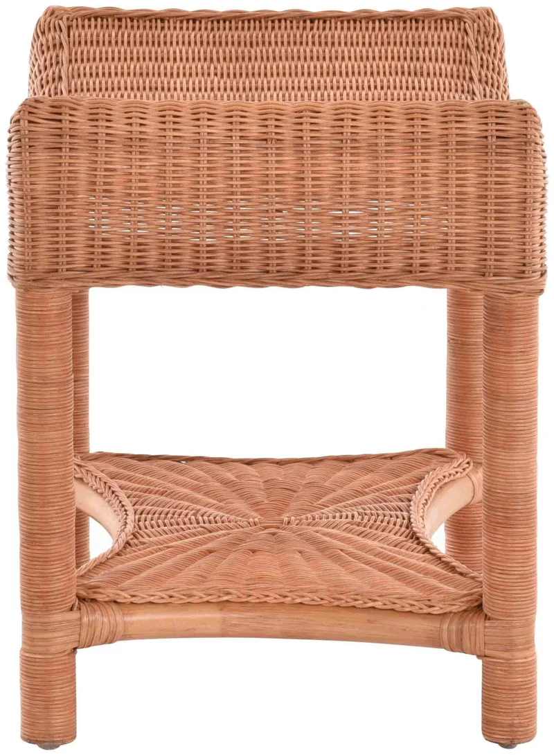 Krines Home Tabouret en rotin - Tabouret incurvé - En rotin véritable (terre cuite)
