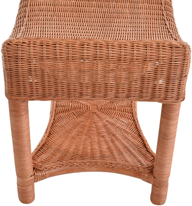 Krines Home Tabouret en rotin - Tabouret incurvé - En rotin véritable (terre cuite)