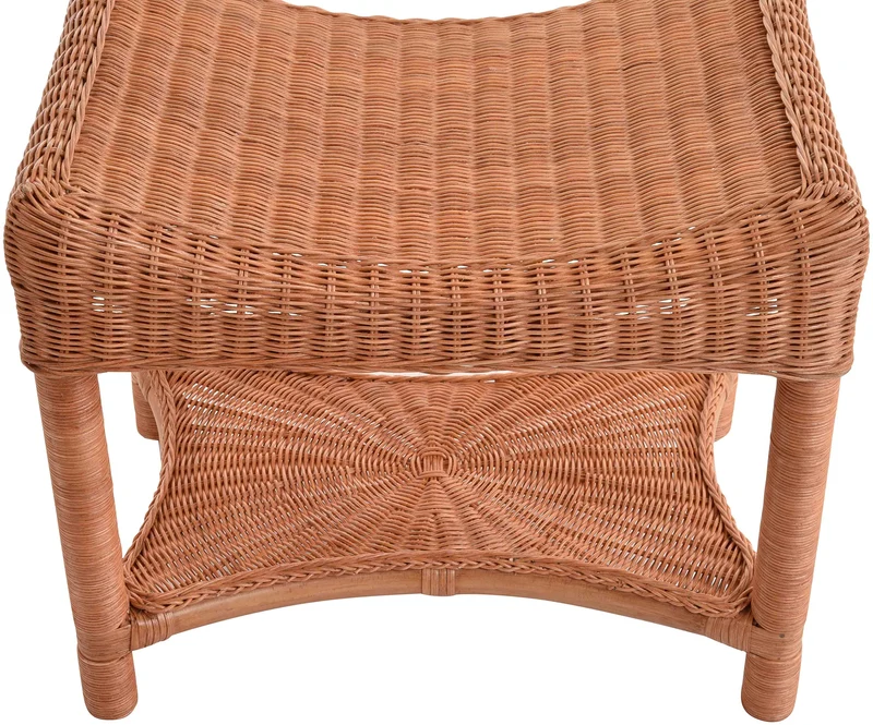 Krines Home Tabouret en rotin - Tabouret incurvé - En rotin véritable (terre cuite)