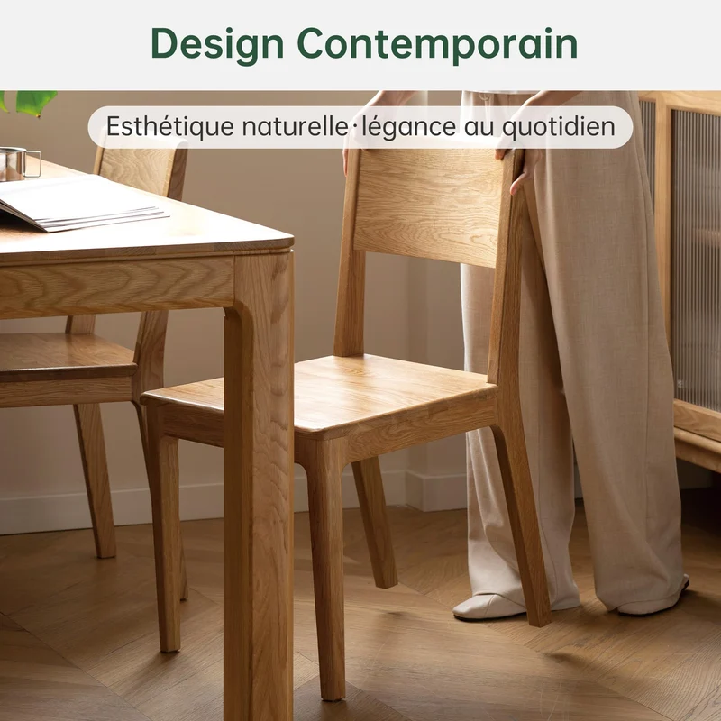 YESWOOD Lot de 2 Chaises de Salle à Manger, Chaises en Chêne Massif, Style Moderne Minimaliste, Chaises Assemblées pour Cuisine, Salon, Chambre, 44,8 x 54 x 80 cm, Chêne Naturel