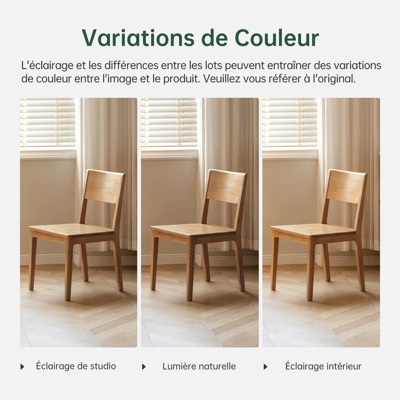 YESWOOD Lot de 2 Chaises de Salle à Manger, Chaises en Chêne Massif, Style Moderne Minimaliste, Chaises Assemblées pour Cuisine, Salon, Chambre, 44,8 x 54 x 80 cm, Chêne Naturel