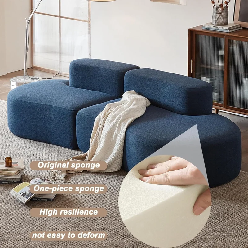 Générique Canapé Modulable en Tissu Compressé, Bleu, 240x102x62cm, Design Artistique Moderne avec Mousse Une Pièce Haute Résilience