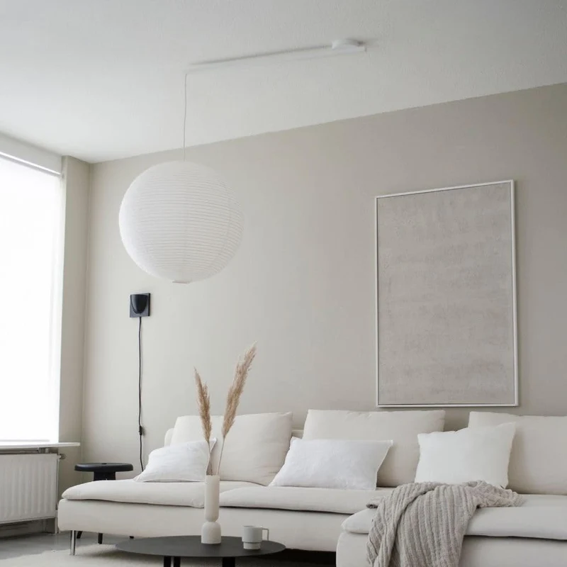 Lightswing® Single Système de Suspension pour 1 Lampe Suspendue - Blanc Mat - 90 cm - Système de Lampe Réglable - Facile à Installer - Lampe Suspendue - Suspension de Lampe