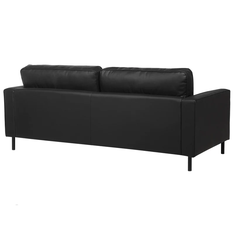 Canapé Fixe 3 Places en Cuir Fendu Noir Confort Optimal pour Salon au Design Moderne Beliani