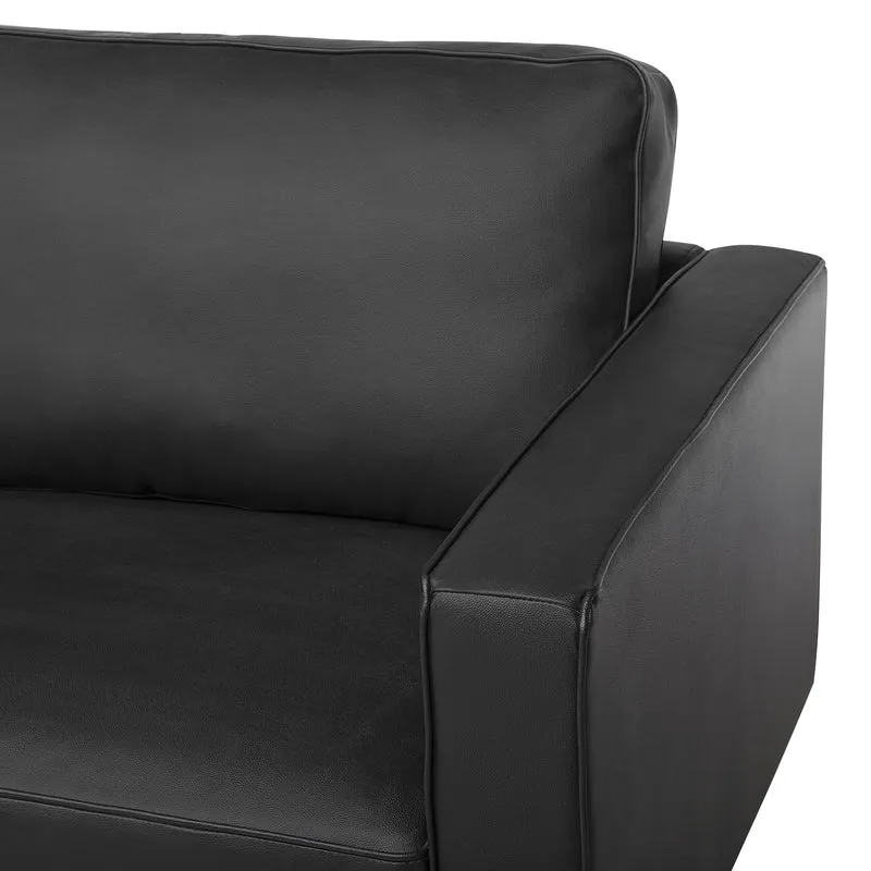 Canapé Fixe 3 Places en Cuir Fendu Noir Confort Optimal pour Salon au Design Moderne Beliani