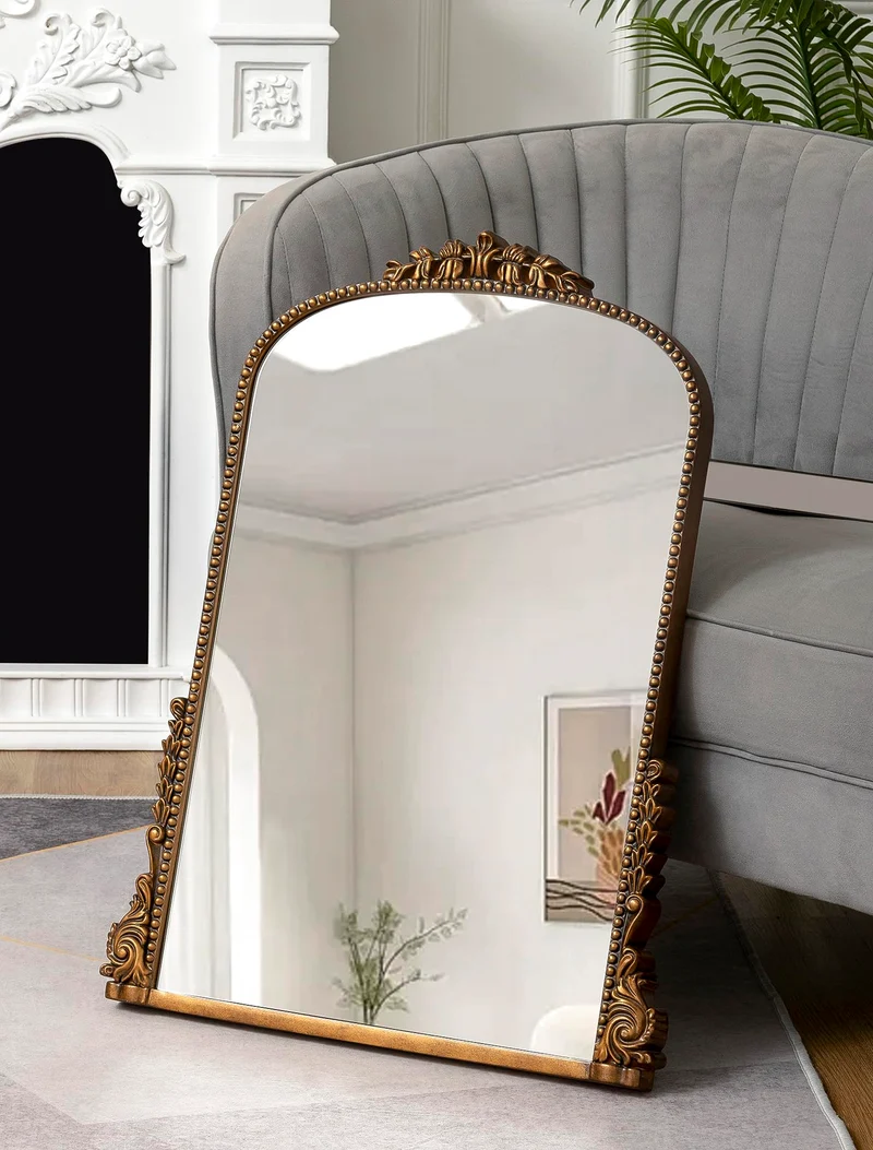 SHYFOY Miroir Mural Antique Orné Baroque Orné, Miroirs décoratifs d'entrée de Salle de Bains Armoire à Poudres, Miroir Ancien élégant Traditionnel, 80 X 60 CM