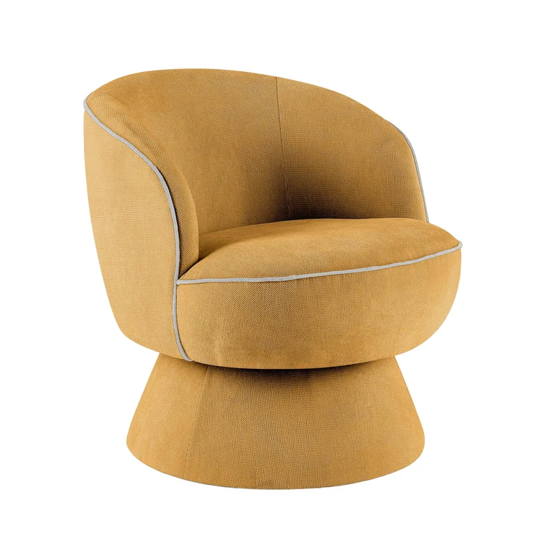 Oviala Fauteuil pivotant en Tissu Jaune