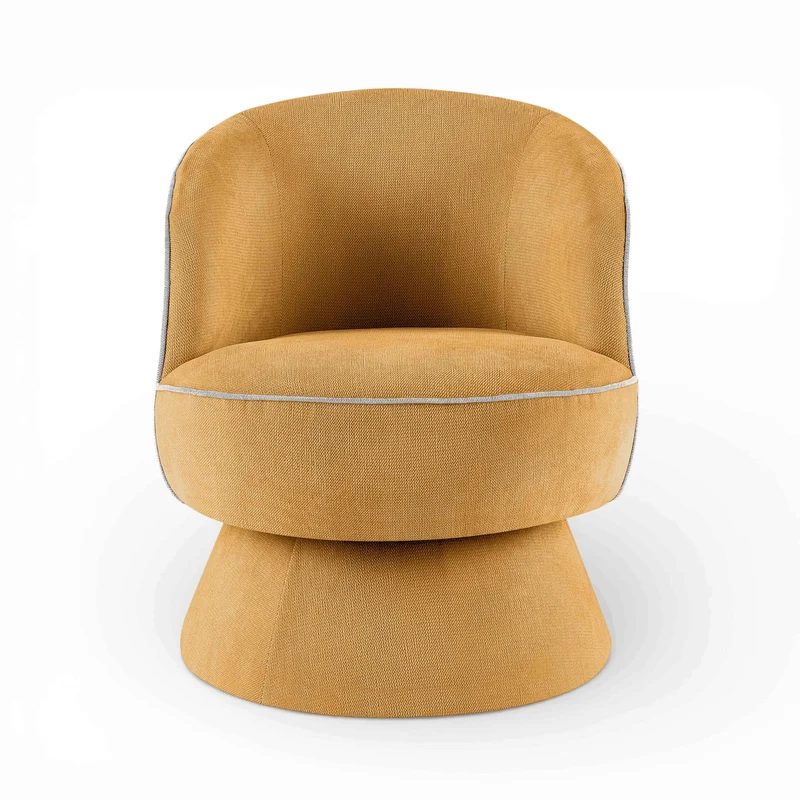 Oviala Fauteuil pivotant en Tissu Jaune