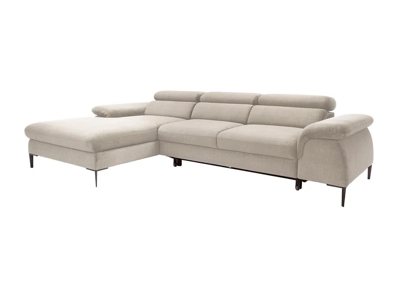 Vente-Unique - Canapé d'angle Gauche Convertible en Velours Beige SEPINA