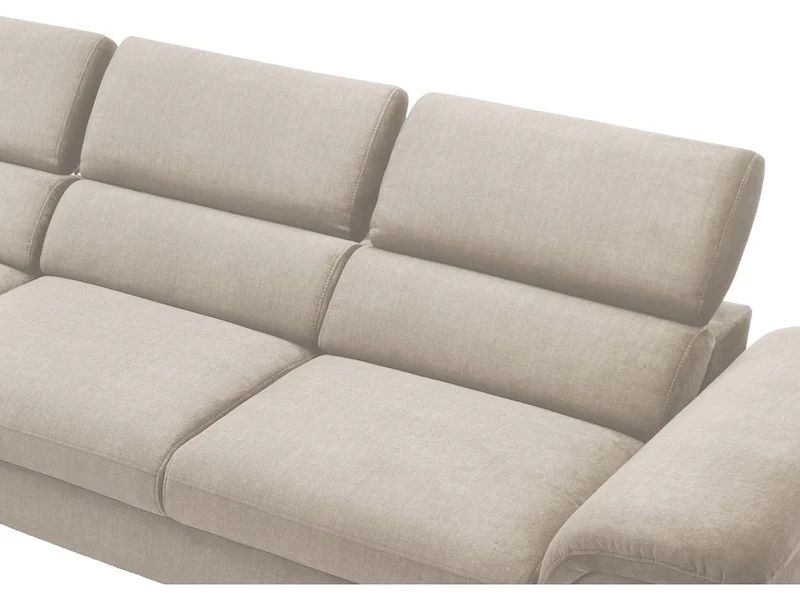 Vente-Unique - Canapé d'angle Gauche Convertible en Velours Beige SEPINA