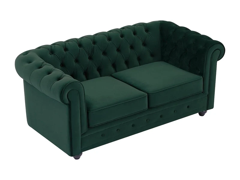 Vente-unique - Canapé 2 Places en Velours Vert Chesterfield