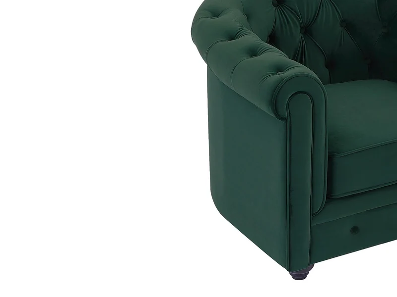 Vente-unique - Canapé 2 Places en Velours Vert Chesterfield