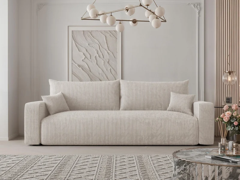 IDOHOME Canapé Lit 246x93 cm - Canapé 3 Places Convertible Velours Côtelé - 3-Seater Convertible Sofa Bed