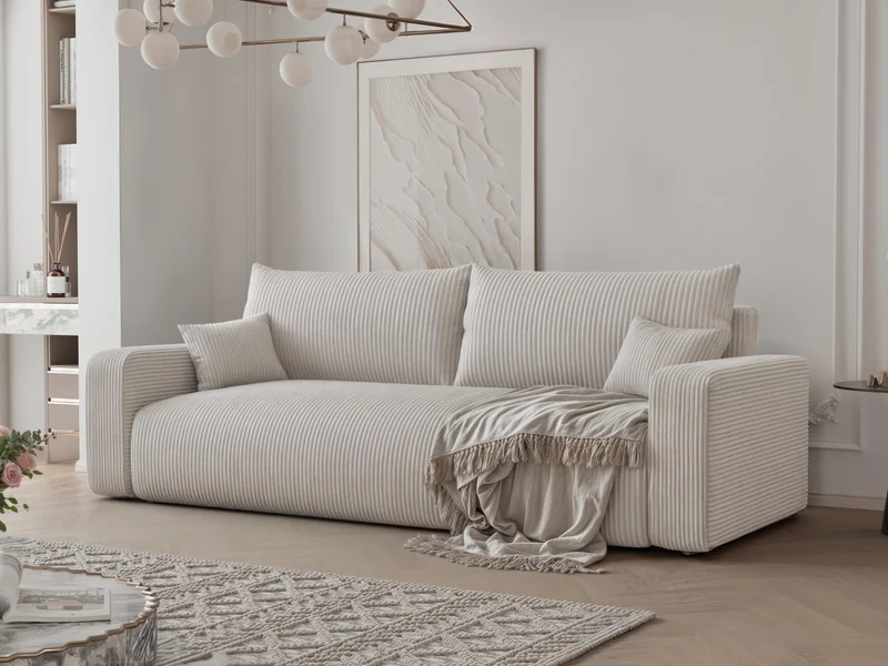 IDOHOME Canapé Lit 246x93 cm - Canapé 3 Places Convertible Velours Côtelé - 3-Seater Convertible Sofa Bed