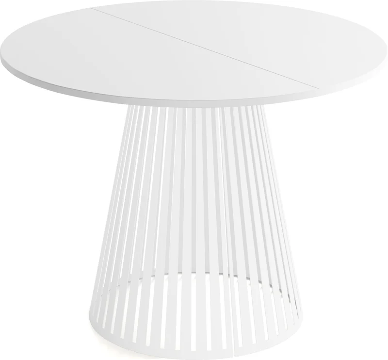 WFL GROUP Table à Manger Ronde Extensible Style Loft – 120 à 200 Cm – Design Industriel avec Pieds en Métal Blanc, Gain De Place pour Salon Ou Salle à Manger – Blanc