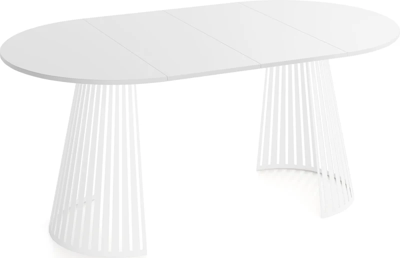 WFL GROUP Table à Manger Ronde Extensible Style Loft – 120 à 200 Cm – Design Industriel avec Pieds en Métal Blanc, Gain De Place pour Salon Ou Salle à Manger – Blanc