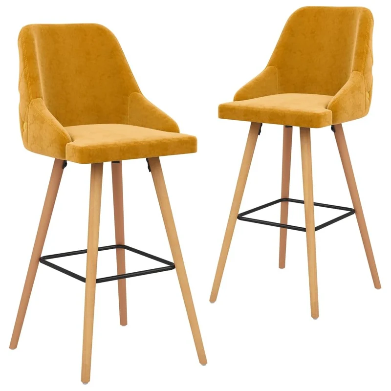 vidaXL Tabourets de Bar Lot de 2 Jaune Velours