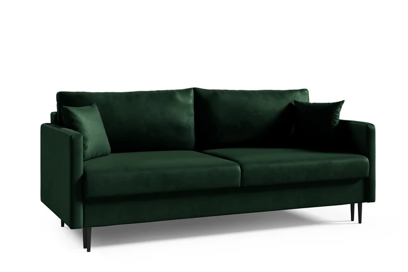 LIKMA Canapé 3 Places Mara 209 cm avec Fonction Lit et Coffre de Rangement, Canapé-Lit en Velours Vert Bouteille Fresh 13, Sofa Convertible Moderne, Couchage d'Appoint, Banquette