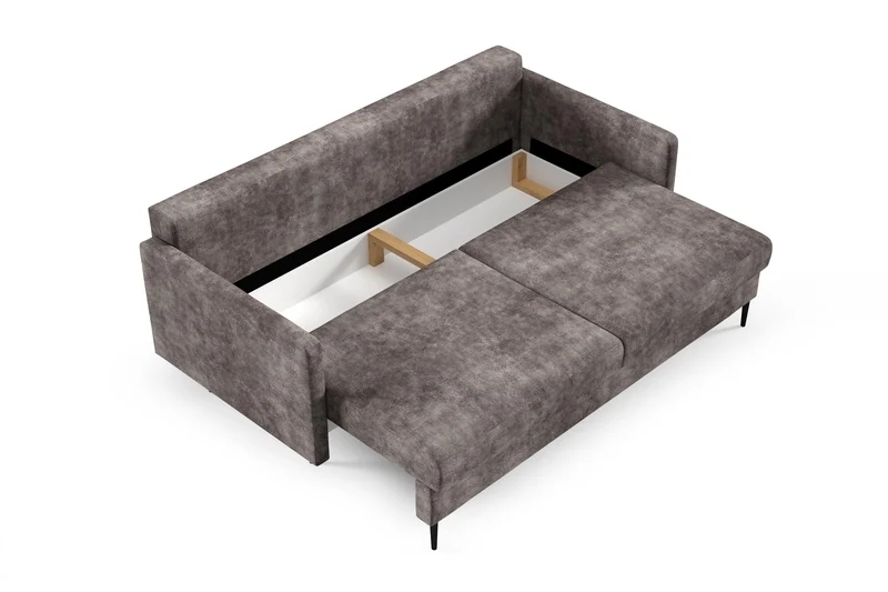 LIKMA Canapé 3 Places Mara 209 cm avec Fonction Lit et Coffre de Rangement, Canapé-Lit en Velours Vert Bouteille Fresh 13, Sofa Convertible Moderne, Couchage d'Appoint, Banquette