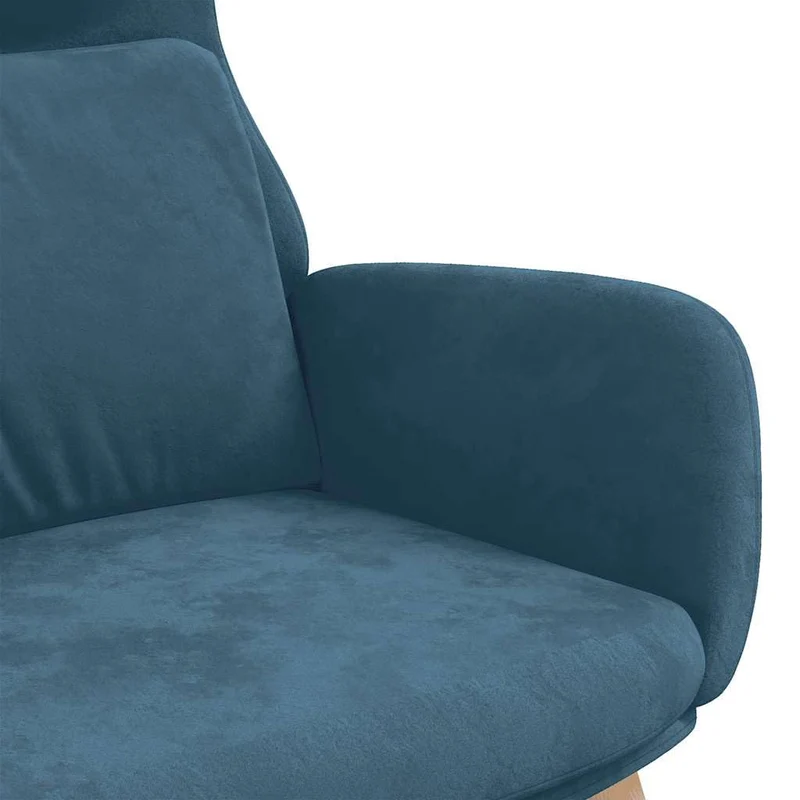 fadaoet Fauteuil relax en velours bleu avec cadre en métal, rembourrage épais pour salon et chambre à coucher, fauteuil salon confortable avec accoudoirs, bois d'hévéa solide, charge maximale 110 kg