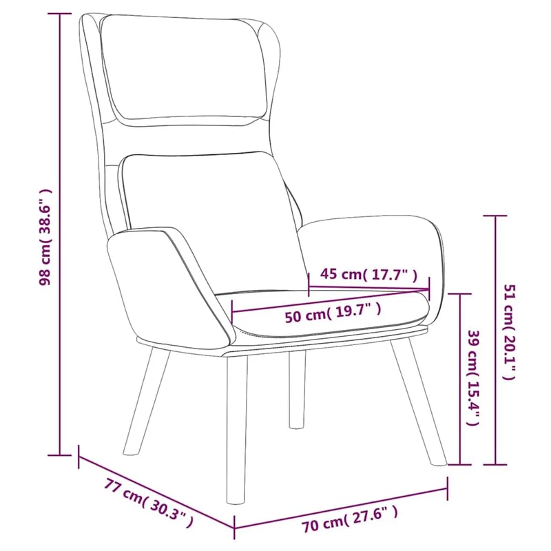 fadaoet Fauteuil relax en velours bleu avec cadre en métal, rembourrage épais pour salon et chambre à coucher, fauteuil salon confortable avec accoudoirs, bois d'hévéa solide, charge maximale 110 kg