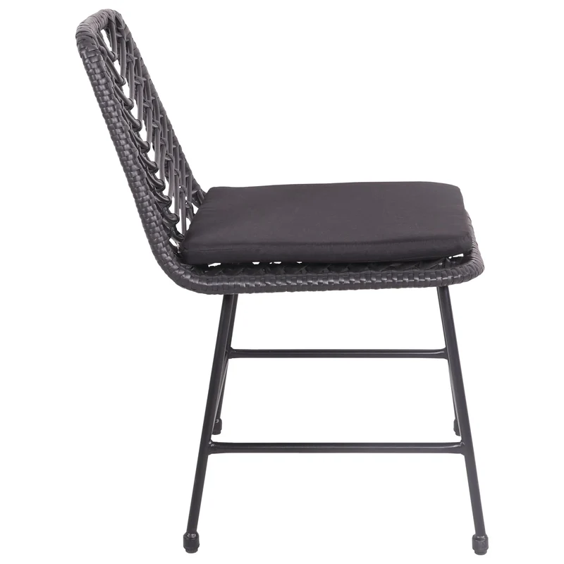Happy Garden Lot de 2 chaises OKA en rotin synthétique Noires avec Coussins, résistant UV et déperlant