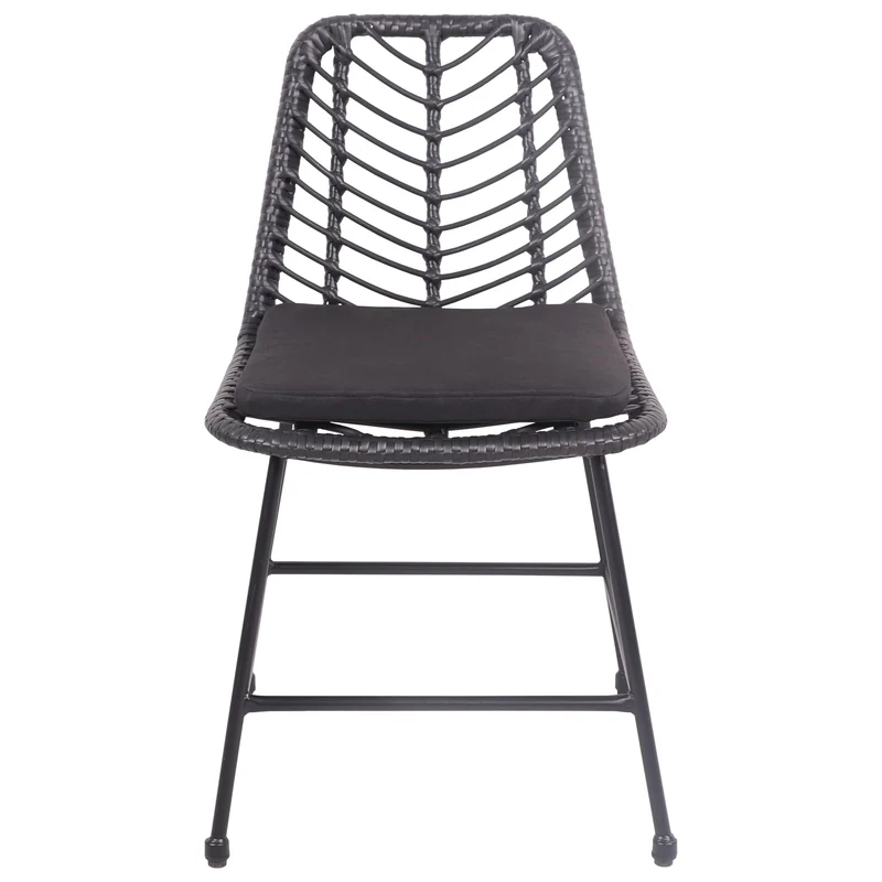 Happy Garden Lot de 2 chaises OKA en rotin synthétique Noires avec Coussins, résistant UV et déperlant