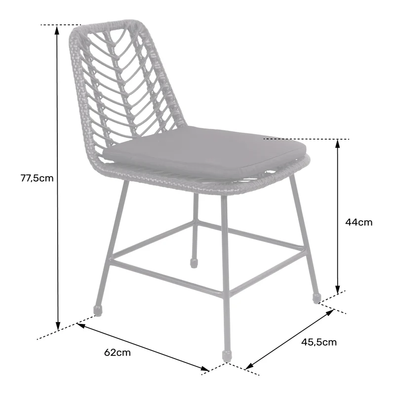 Happy Garden Lot de 2 chaises OKA en rotin synthétique Noires avec Coussins, résistant UV et déperlant