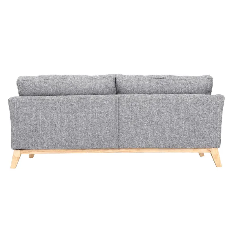 Miliboo Canapé scandinave déhoussable 3 Places en Tissu Gris Clair et Bois Clair Oslo
