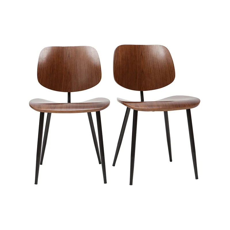 Miliboo Chaises en Bois foncé Noyer et métal Noir (Lot de 2) Tobias