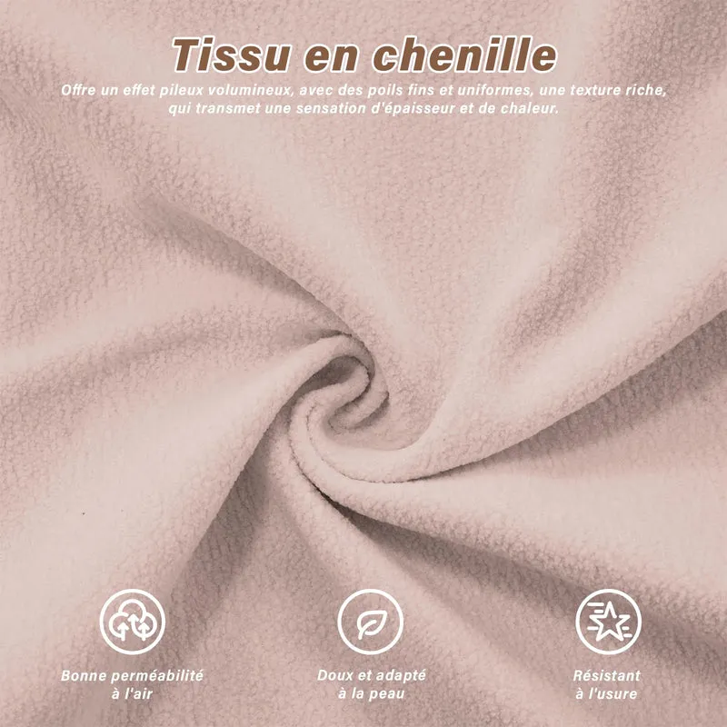 SoarFlash Canapé modulaire 3 Places Salon Moderne - Chenille, Bois Massif, reposes-Bras, Rose Clair, 77×313cm