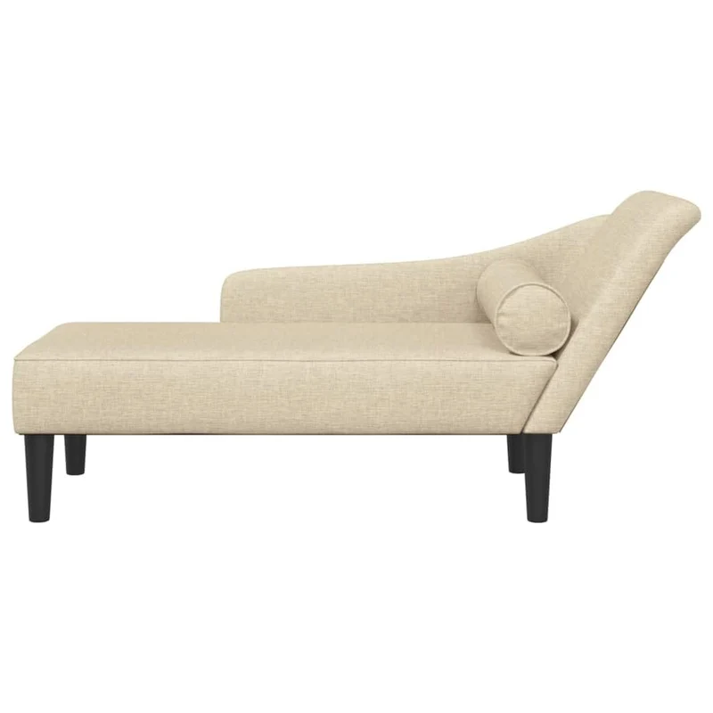 Chaise longue avec coussins crème tissu