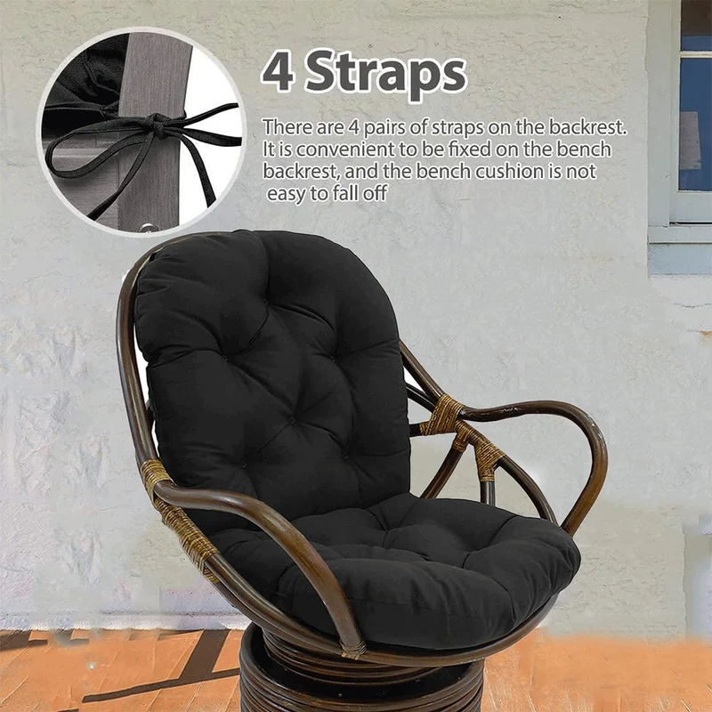Chaise à bascule pivotante solide avec coussin ultra doux pour meubles de jardin et de terrasse en rotin avec tapis épais lavable vert